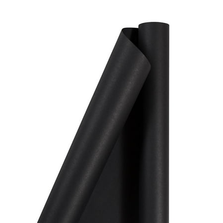 JAM Paper Matte Black Holiday Gift Wrap Paper, 25 sq ft.