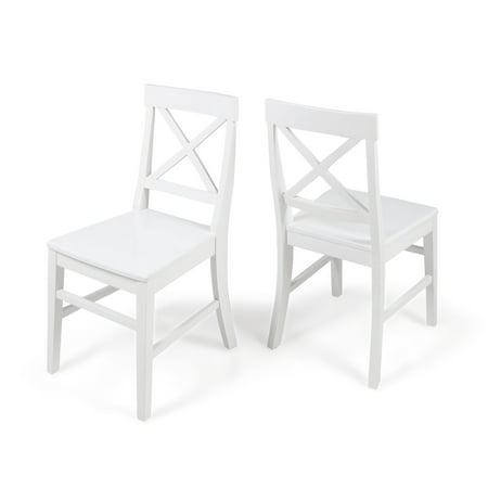 Set of 2 White Solid Farmhouse Style Dining Chairs