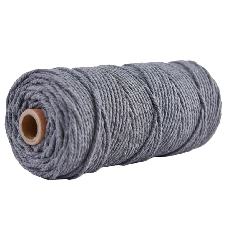 OUNONA 1PC 100M Long 3MM Wide Natural Cotton Thread Braided Cotton Rope  Tapestry Knitting Thread Multi-purpose Manual Woven Rope for Hanging Carpet  Craft Making (Grey) 