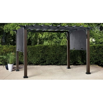 Pergola à auvent en tissu tendu acier HOMETRENDS, 2,4 m x 3 m, gris foncé