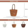 thumbnail image 5 of Women's Vintage Genuine Leather Top Handle Handbags Hand Woven Hollow Design Satchel Work Travel Beach Shoulder Bags, 5 of 7