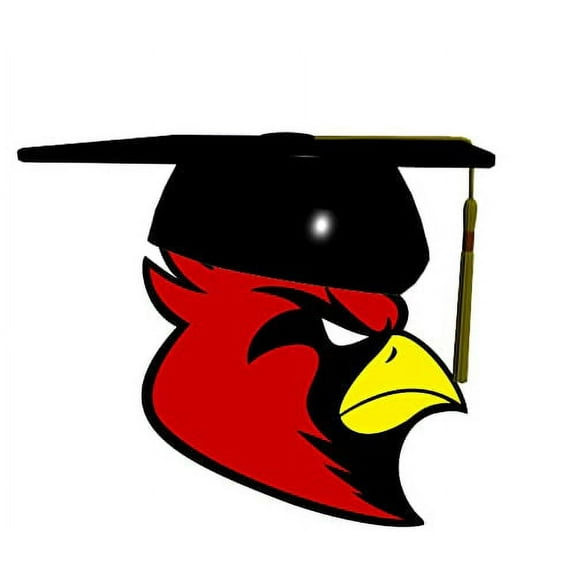 Cardinal Mascot Graduation Cap Edible Cake or Cupcake Topper  fits 1/4 Sheet cake or larger