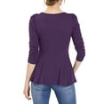 thumbnail image 3 of MODA NOVA Junior's Long Sleeves Scoop Neck Peplum Top Purple L, 3 of 5