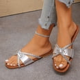 thumbnail image 4 of Comfortable Sandals for Women Women's Versatile Plus-Size Strappy Sandals Spring/Summer Style Trendy Comfortable Heel Open Toe Two-Way Beach Flat Sandals.,Silver,42, 4 of 9