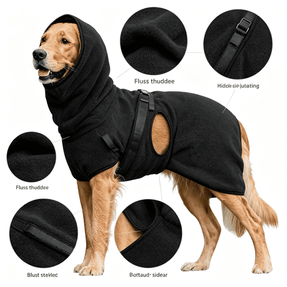Dog Fleece Turtleneck Jumper Winter Coat, Warm Soft Adjustable Bands Apparel, Pet Jacket for Greyhound Lurcher Sighthound Large Dogs