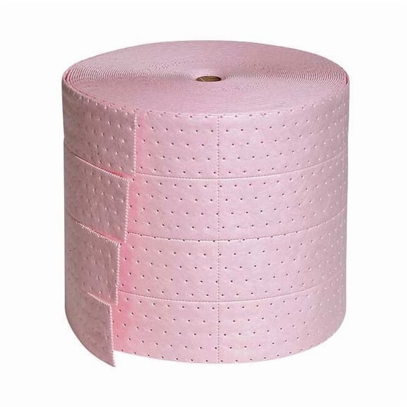 Pig Sorbent Roll, 19 gal, 15 in x 150 ft, Universal, Pink, Polypropylene MAT343