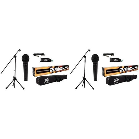 2 Peavey PV MSP1 PVi 100 Microphones+Mic Stands With Boom + Gig Bags+XLR Cables