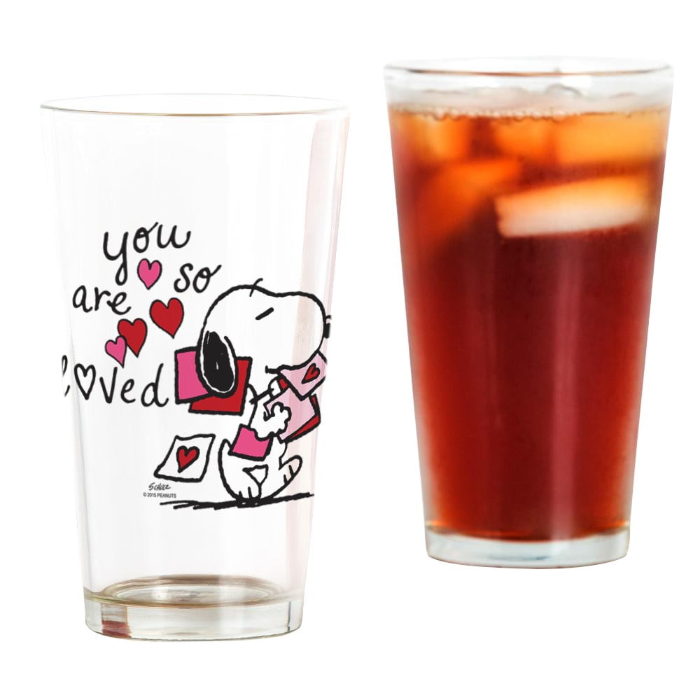 CafePress Snoopy You Are So Loved Pint Glass, Drinking Glass, 16 oz. CafePress by