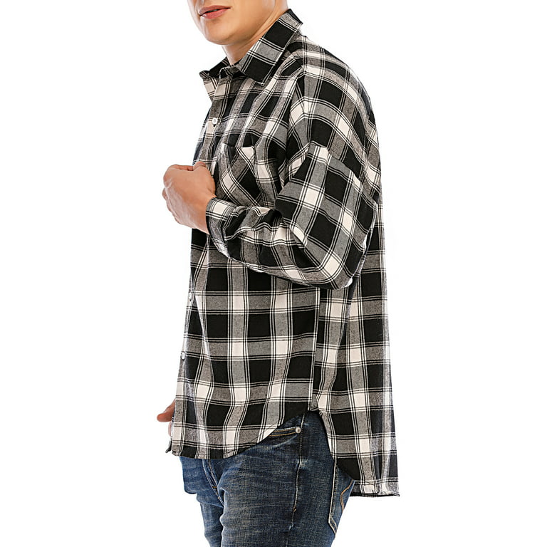 White Plaid Flannel - Mens Long-Sleeve