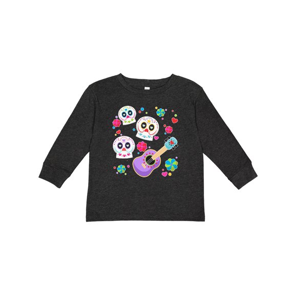 Inktastic Day of the Dead Owl Sugar Skulls and Guitar Boys or Girls Long Sleeve Toddler T-Shirt