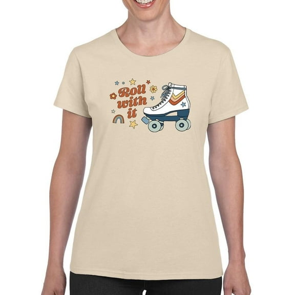 Roll With It. Rollerskates T-Shirt Women -Victoria Barnes Designs, Female 4X-Large