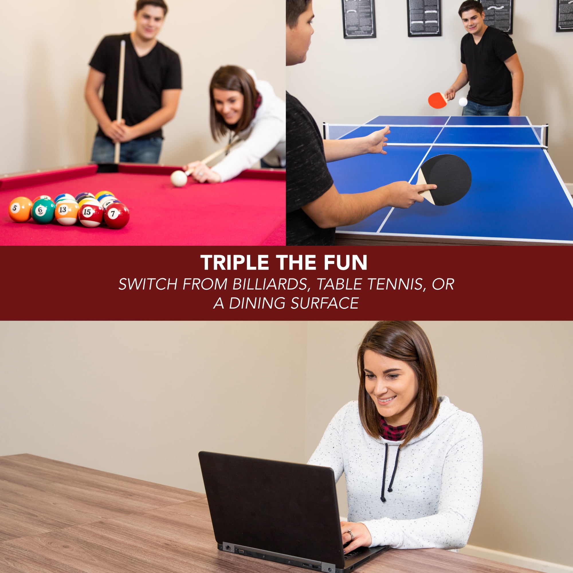 Pool table doubles as dining table deals