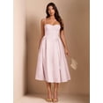 thumbnail image 3 of Coral Pink Spaghetti Strap Fit & Flare Midi Dress For Elegant Party, Night Out, Or Sophisticated Daywear, 3 of 7