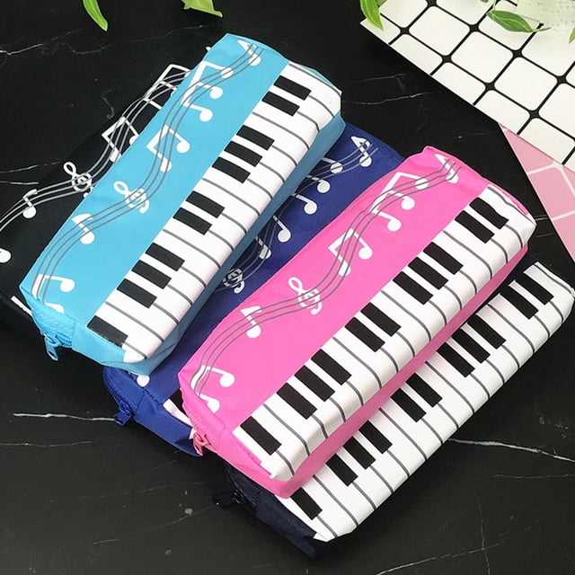 Musbetu Trousse à Crayons Grande Capacité Résistante à l'Usure en Toile avec Impression de Notes Musicales pour la Maison
