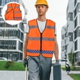 thumbnail image 1 of SHOWERORO Security Vest Reflective Vest Orange Chemical Fiber Outdoor Sports Safety Apparel 1Set, 1 of 8