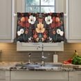 thumbnail image 2 of Yayeee Kitchen Curtains Tier Pair Light Filtering 27"x36" Rod Pocket Short Cafe Window Panel, Red Flowers Pattern, 2 of 7
