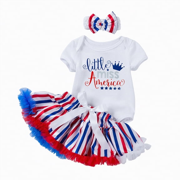 enyan Newborn Onesies Girl 4th of July Preemie Clothes Girl Newborn Girl Outfits Infant Baby Girl Clothes Summer Romper Dress Shorts Set,Blue,6-12 Months