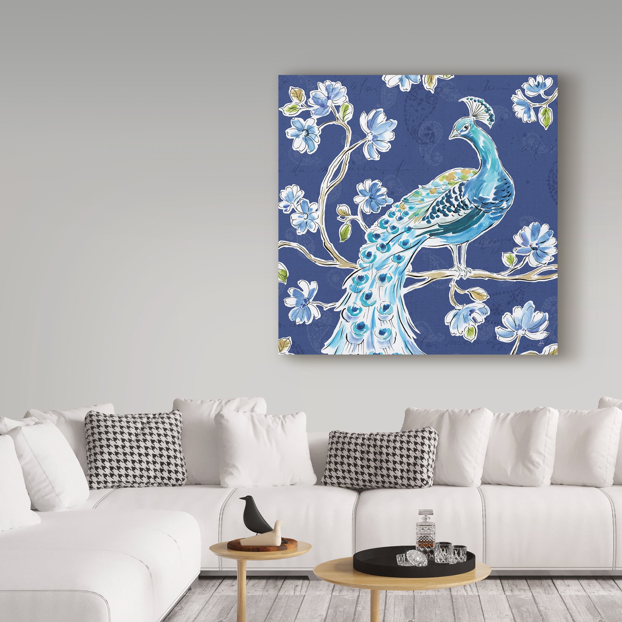 Trademark Fine Art 'Peacock Allegory IV Blue' Canvas Art by Daphne Brissonnet