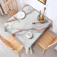 thumbnail image 2 of White Rose Gold Marble Pattern Square Tablecloth,Waterproof Square Table Cover,Wipeable Spillproof Washable Table Cover for Home Kitchen Party Decor 60"x60"(152x152cm), 2 of 6