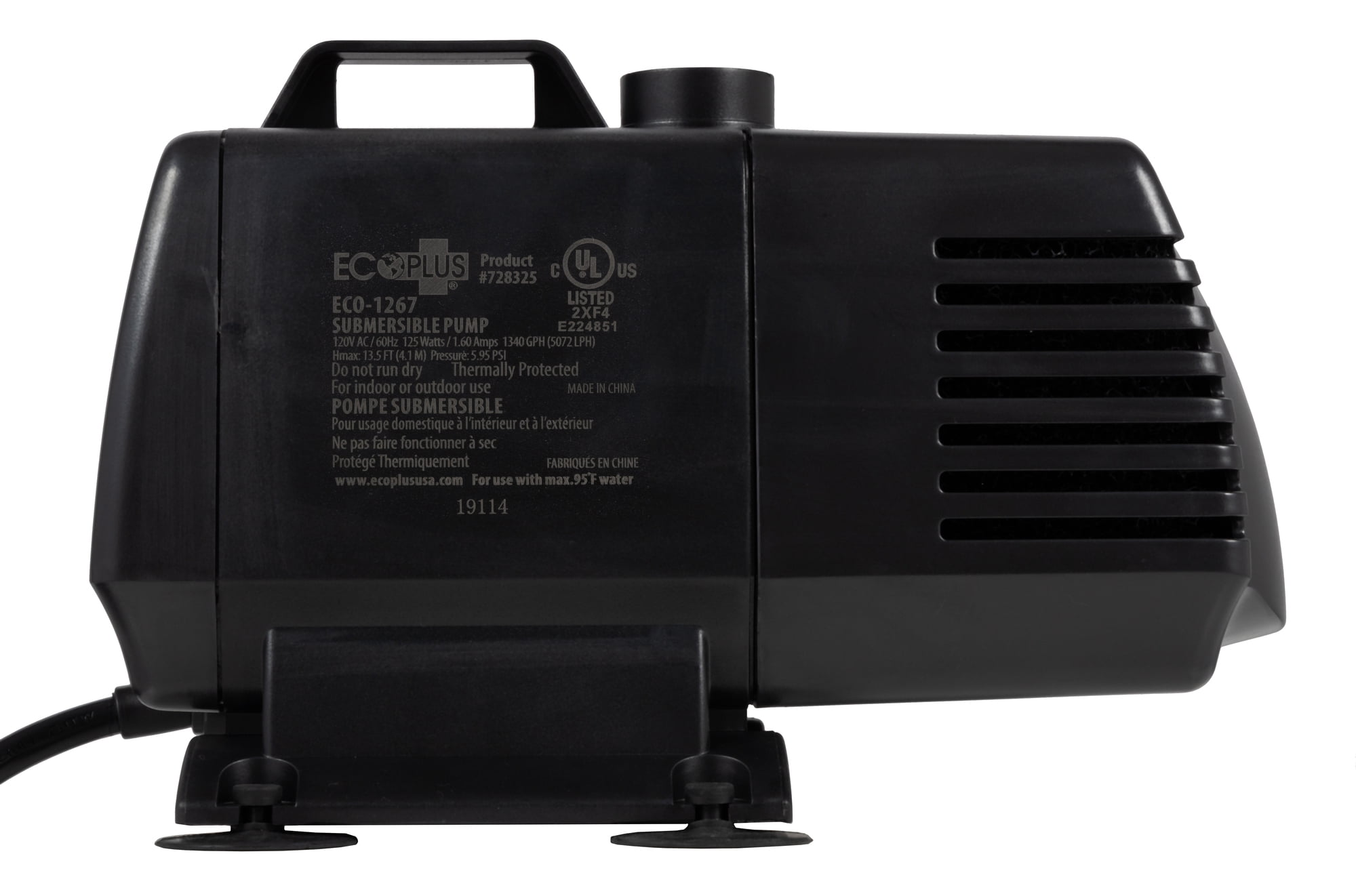 EcoPlus Eco 132 Submersible Water Pump 132 GPH, Ideal for Hydroponics