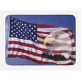 thumbnail image 1 of American Flag Bath Mat, Bless America Flag in the Wind with Eagle Icon Double Exposure Citizen Image, Non-Slip Plush Mat Bathroom Kitchen Laundry Room Decor, 29.5 X 17.5 Inches, Multicolor, Ambesonne, 1 of 2