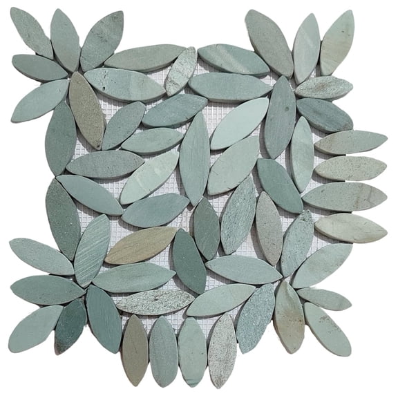 CNK Tile Sea Green Flower Pebble Stone Mosaic Tile