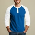thumbnail image 6 of Hearthz Men's 3/4 Sleeve Baseball Raglan T-Shirts S-3XL,Big and Tall Henley Tops Cotton Sport Athletic Jersey Tee Shirt ,Blue XXL, 6 of 7
