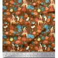 thumbnail image 1 of Soimoi Rayon Crepe Fabric Fruits,Women & Drinks Summer Designs Printed Fabric 1 Yard 46 Inch Wide, 1 of 1