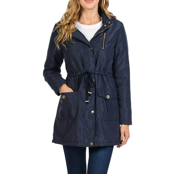 Ma Croix Womens Lightweight Parka Fur Lined Coat Hooded Anorak Jacket