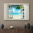 thumbnail image 2 of wall26 Glimpse into Sunshine and White Beach Out of Open Window Canvas Wall Art Stretched Canvas Prints - 24" x 36", 2 of 5