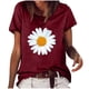 thumbnail image 2 of Fiudx Tops para Mujer Moda Mujer Casual Cuello Redondo Impresión Blusa Manga Corta Camiseta Verano Tops, 2 of 6