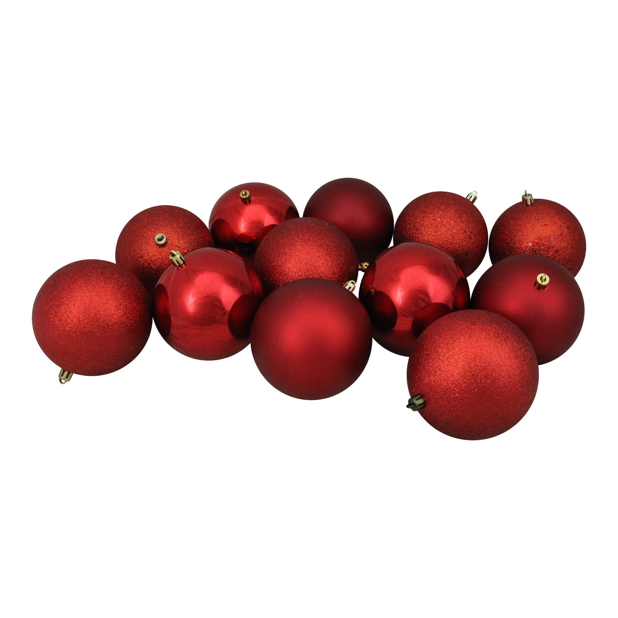 Northlight 12ct Shatterproof 4-Finish Christmas Ball Ornament Set 4" - Red