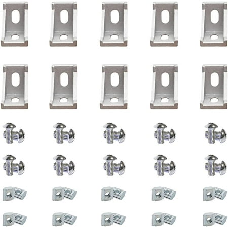 

1 x 1 1010 Series Aluminum Extrusion Profiles Fastener T-Solt Connector Set 10pcs Corner Bracket with T Slide Nuts Hex Screw Bo