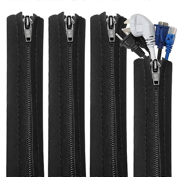 4 Pack Neoprene Cable Management Sleeves with Zipper, Flexible Protective Cover for 20" Cable