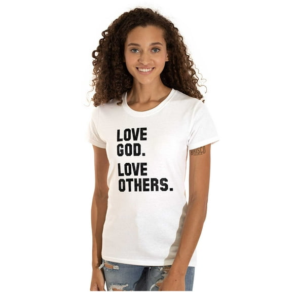 Love God and Others Christian Quote Womens Slim Fit Graphic Tee Brisco Brands S