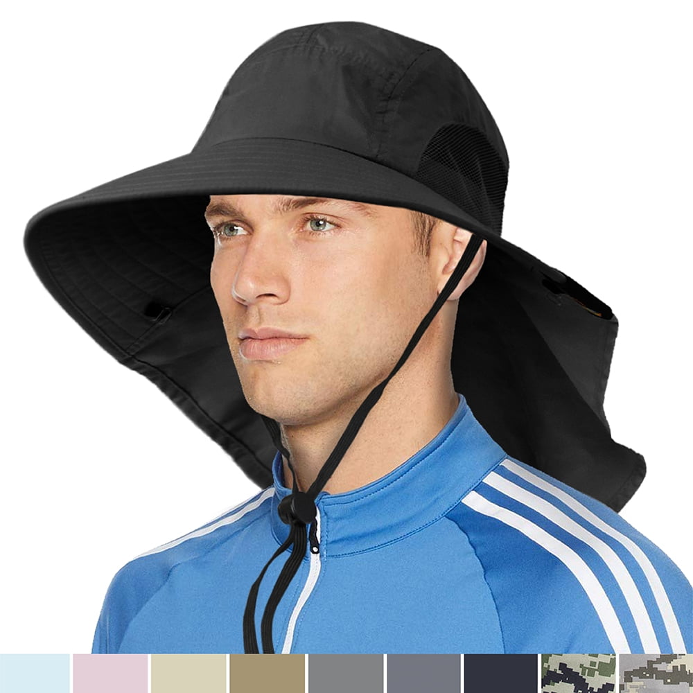 SUN CUBE Outdoor Wide Brim Sun Hat with Neck Cover Flap Men, Women