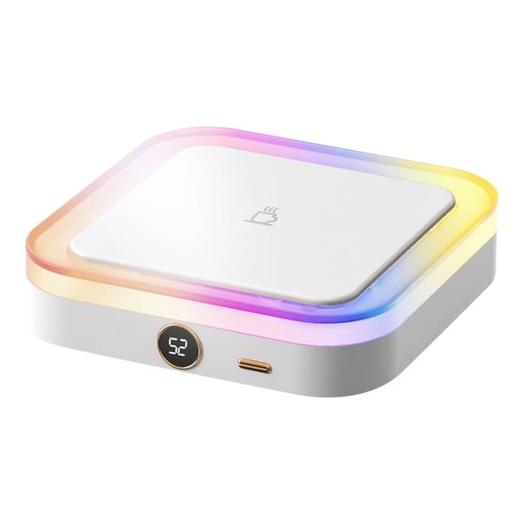 Coffee Mug Warmer 3 Temperature Settings Cordless USB Rechargable Smart Cup Warmer With Lights Universal Portable Beverage Heating Plate For Milk Hot Chocolate,4.4''x4.4''x1.14''(White)