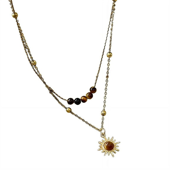 DESIGNICE Layered Necklaces for Women,Timeless Silver Hue Long Necklaces for Women,Smooth Layer Surface Necklaces for Women,Gold