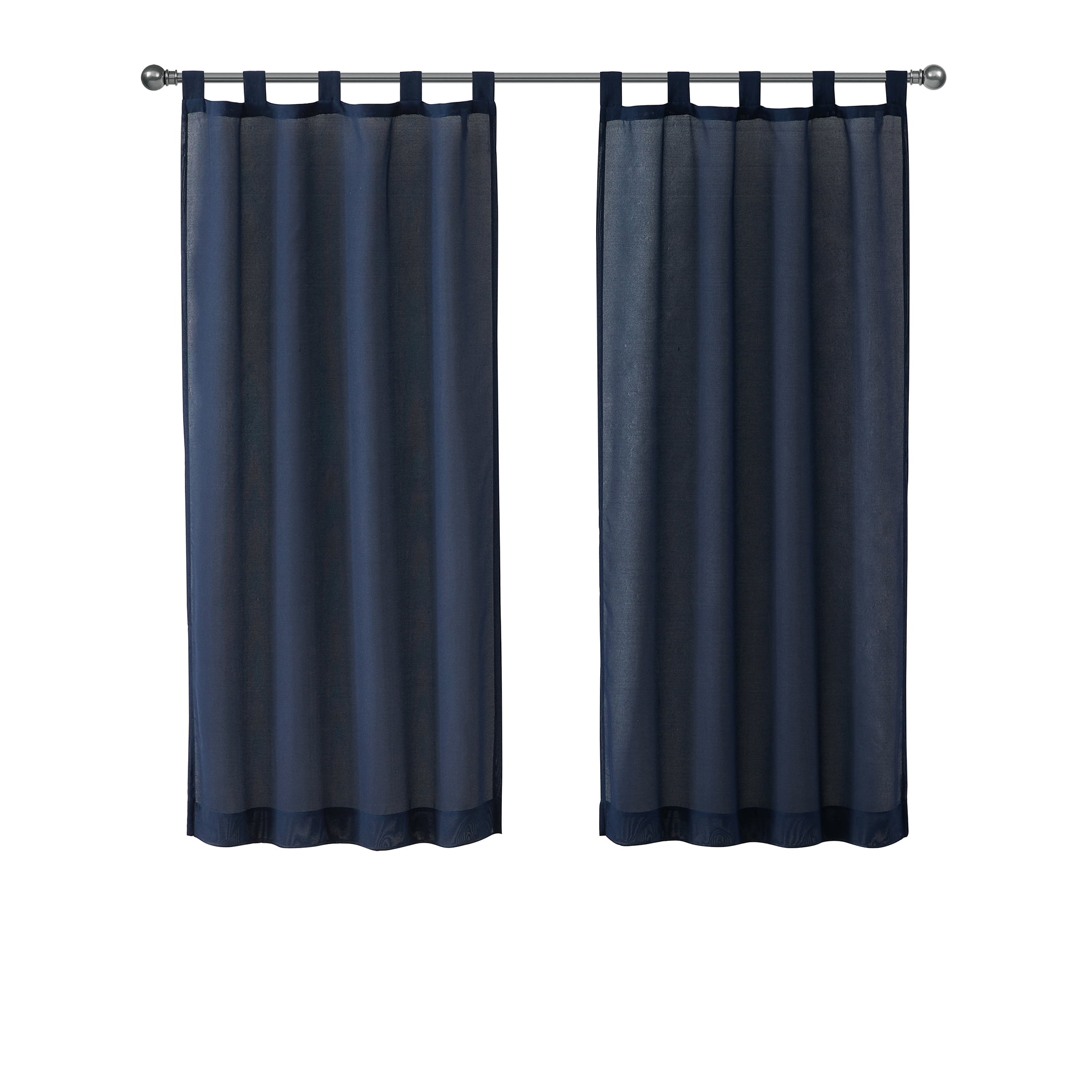 Mainstays Light Filtering Tab Top Curtain Panel Set, 2 Panels, Blue, 37 in W x 63 in L Each