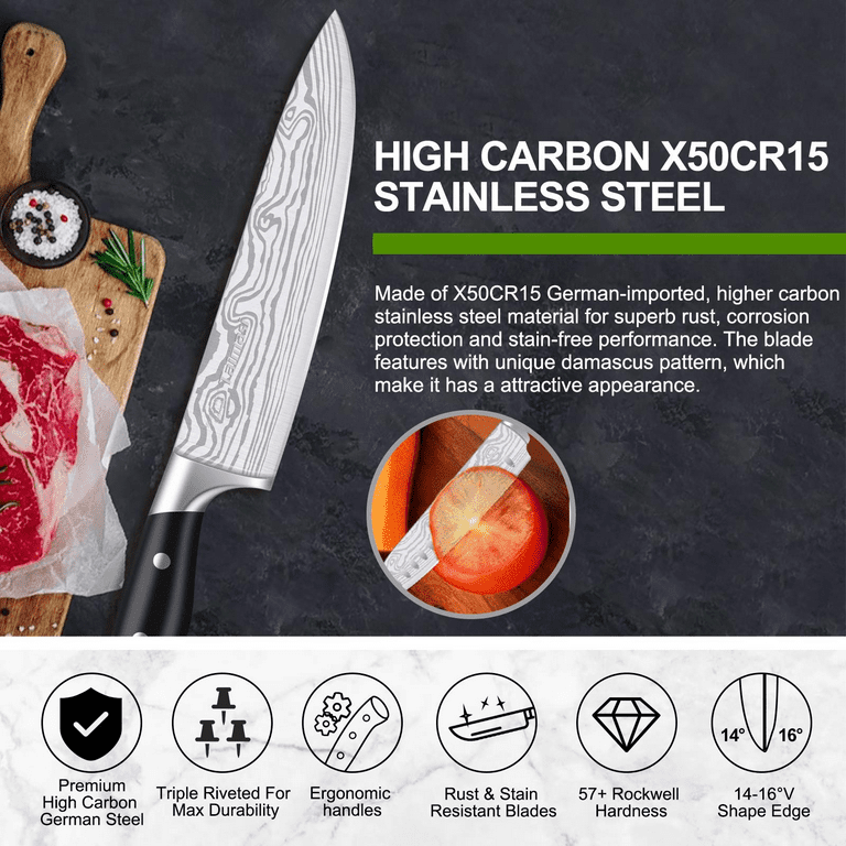 7 pcs High Carbon Stainless Steel Knife Block Set – Knife Depot Co.
