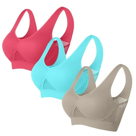 LYEAA Womens Bras Wireless Multipack of 3 Push Up No Wire Plus Size Pullover Bra Full Figure Wide Strap Everyday Bra Under Outfit Bra Solid Breathable T-Shirt Bra Sleep Bra Shapewear Bra Brown 2XL