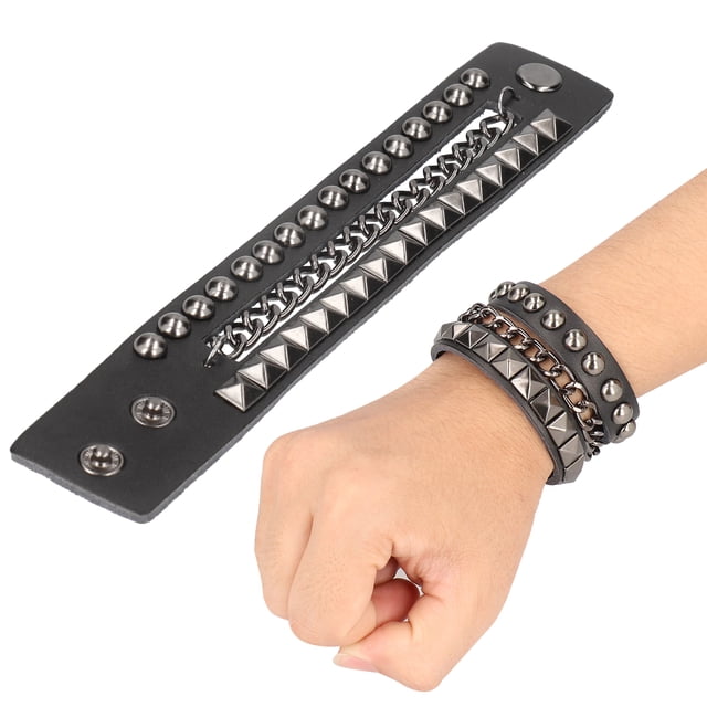 Pulsera Punk Pulsera Duradera de 2 Piezas de Estilo Retro y Simple para Banda de Rock de Fiesta de diseño de Ropa de Tela DIY ANGGREK Otros