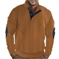 thumbnail image 2 of BiZtdJrK Men Henley Shirt Loose Fit Long Sleeve Button Shirts Big and Tall Lightweight Casual Work Shirts with Elbow Patches Brown M, 2 of 7