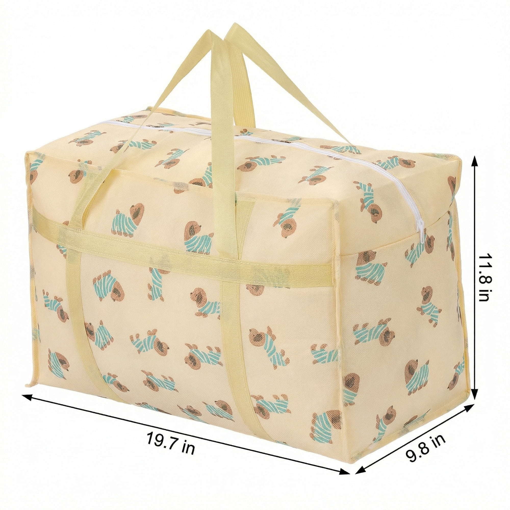 Unique Bargains Floral Clothes Storage Bags for Organizing Clothing Beige 19.7"x11.8"x9.8"