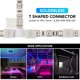 thumbnail image 3 of Conectores LED LEDMOMO de 10 piezas en forma de T de 4 pines, conectores adaptadores sin soldadura y sin espacios con 2 clips para tiras de luces LED RGB 5050, 3 of 6