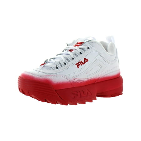 

Fila Women s Disruptor Ii Brights Fade White / Red Ankle-High Leather Wedge Sneakers - 5M