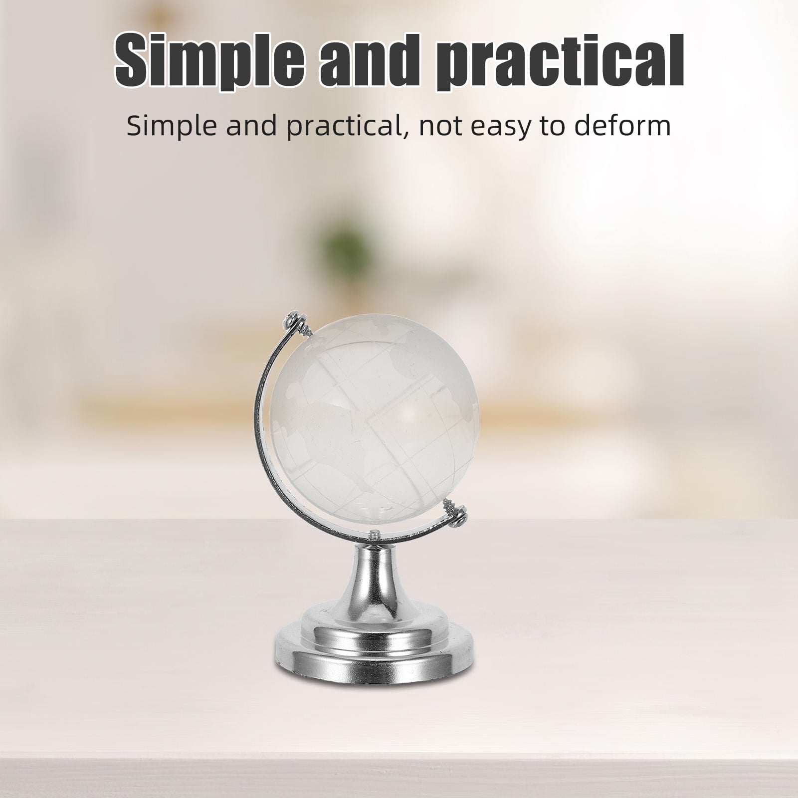 NIYANGLE Clear Glass Globe with Stand Small World Map Sphere Elegant Desk Decoration for Office