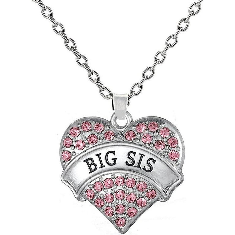 Big Sis Little Sis Easter Jewelry Heart Necklace Set, Sister