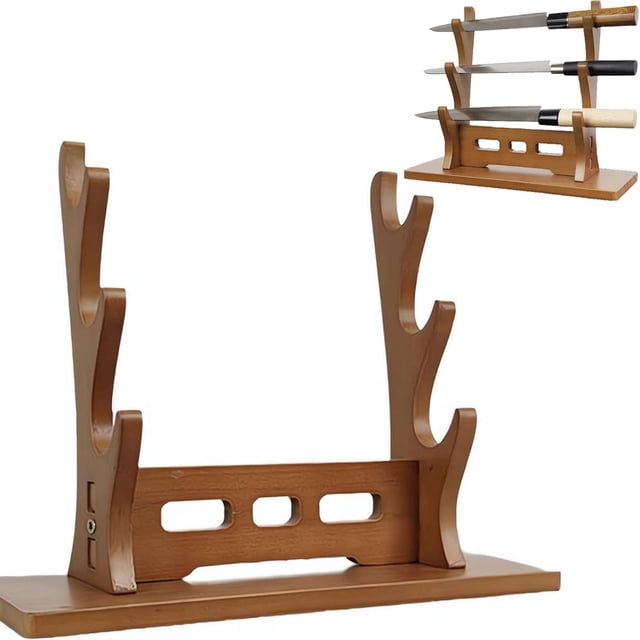 Wooden Flute Rack, 3-Tier Display Holder, Multi-Tier Stand For Collecting Flutes,Scabbards,Woodwind Instruments, Cutting Tool,Organizer for Collecting, Displaying (Walnut)