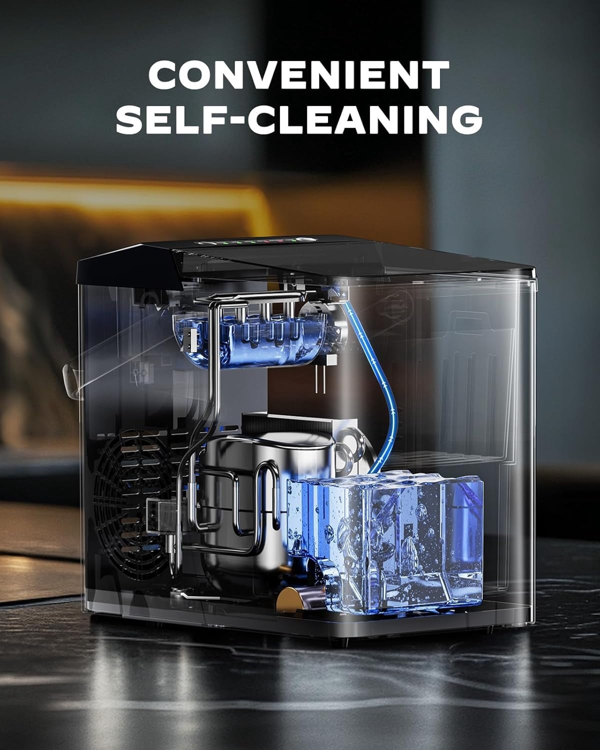 Philergo Portable Ice Maker with 1.8L Large Water Tank & Handle, Countertop Ice Machine with Self-Cleaning, 26Lbs/24H, 9 Ice Cubes Ready in 6 Mins for RV, Home, Kitchen, Black